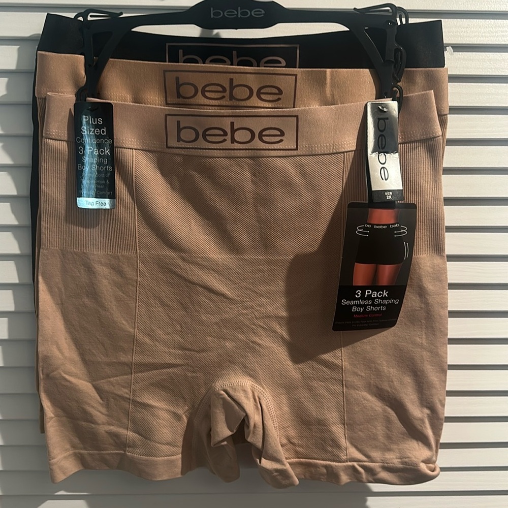 NWT Bebe 3 Pack Seamless Shaping Boy Shorts with Tummy Control an Hip Shaper.